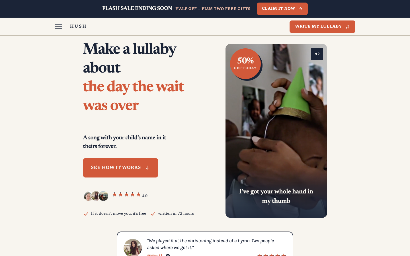 hushlullaby.com homepage