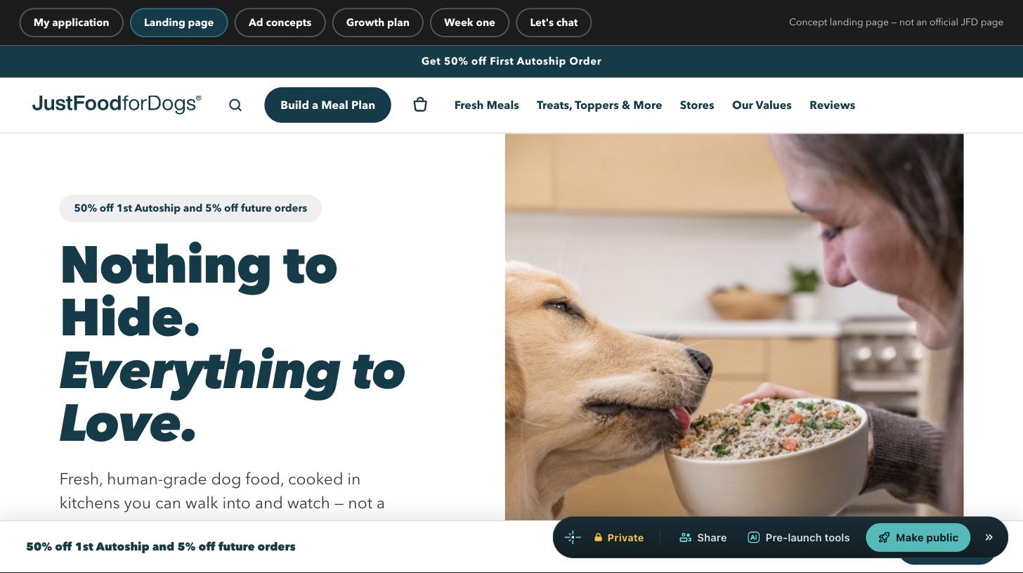 The JustFoodForDogs build