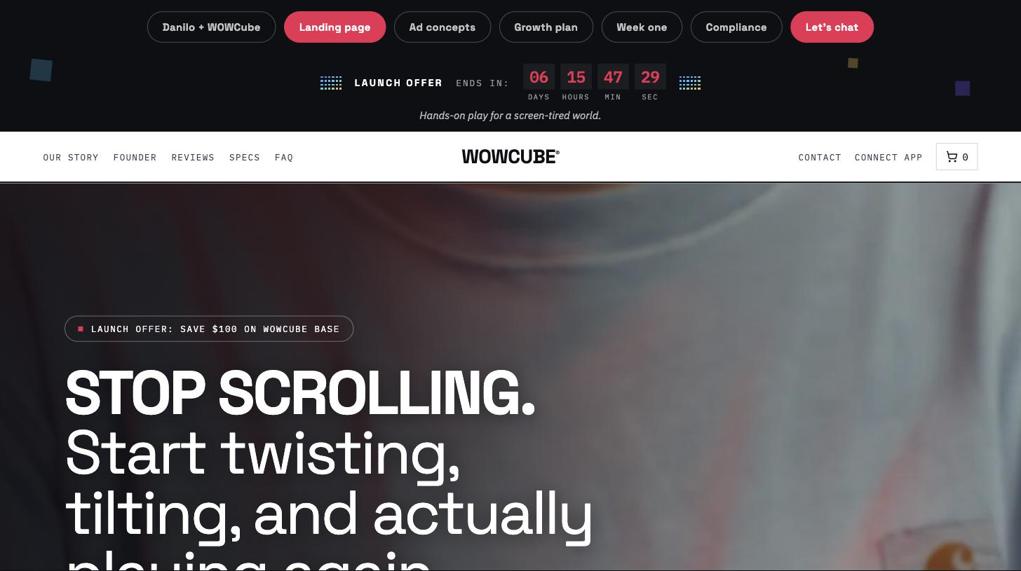 The WowCube site Danilo built, live at wowcube.meetthedependables.com